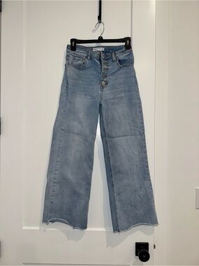 Light Blue High-Rise Cropped Wide-Leg TNR Jeans